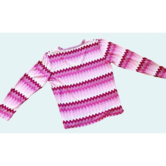 Vintage MARISA CHRISTINA Zig Zag Pink White Made In Italy V Neck Sz SM - Picture 7 of 8